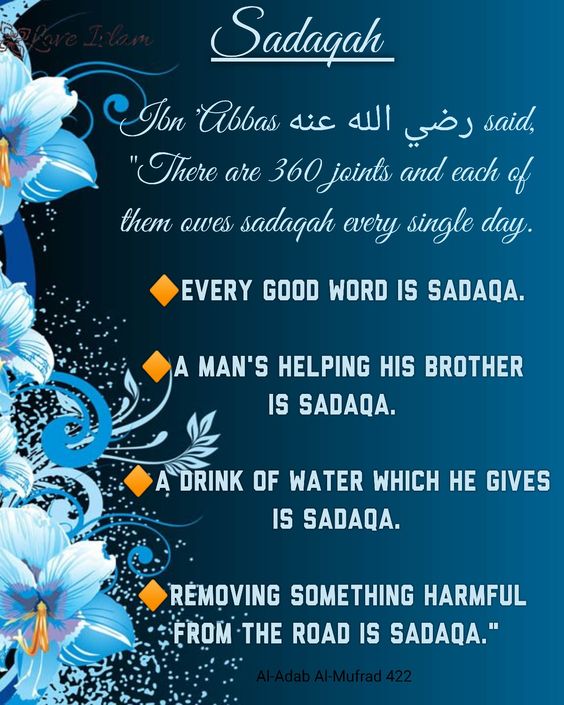 Types of Sadaqah and some good verses from Quran and hadith